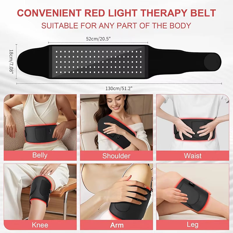 Red Light Therapy Belt 660Nm 850Nm near Infrared Light Therapy for Body, Relaxing Muscle, Inflammation, Improve Circulation