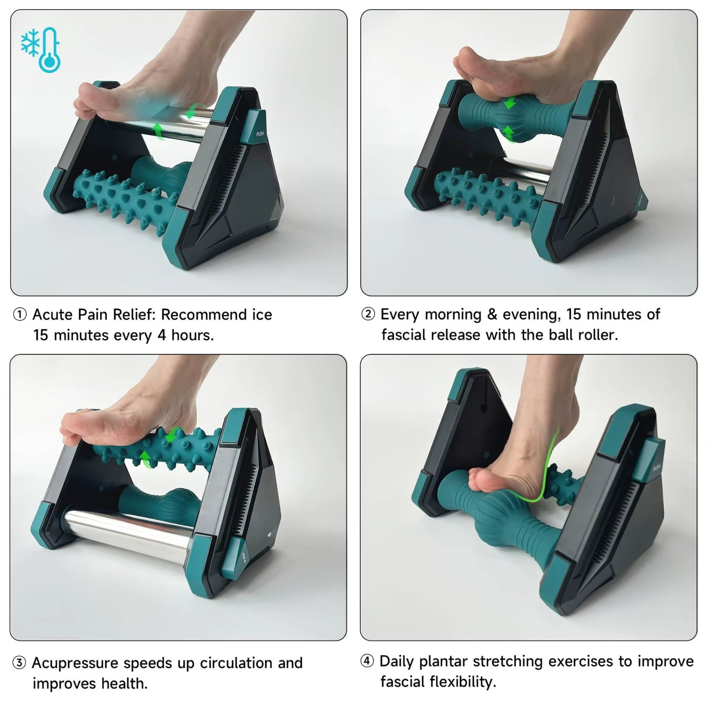 Foot Massager, Ice Compress to Relieve Plantar Fascia and Foot Pain, Three in One Massage for Heel Pain