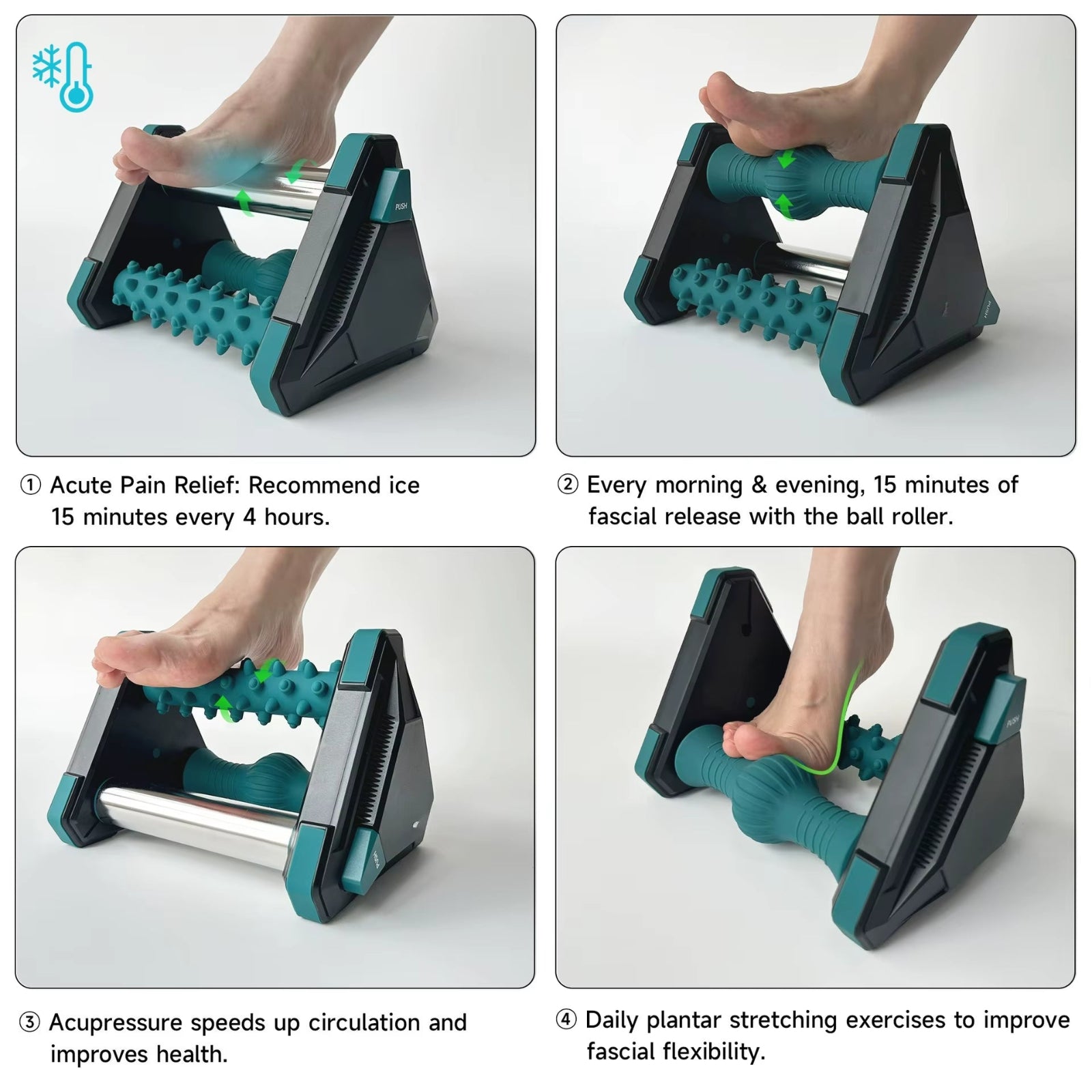 Foot Massager, Ice Compress to Relieve Plantar Fascia and Foot Pain, Three in One Massage for Heel Pain