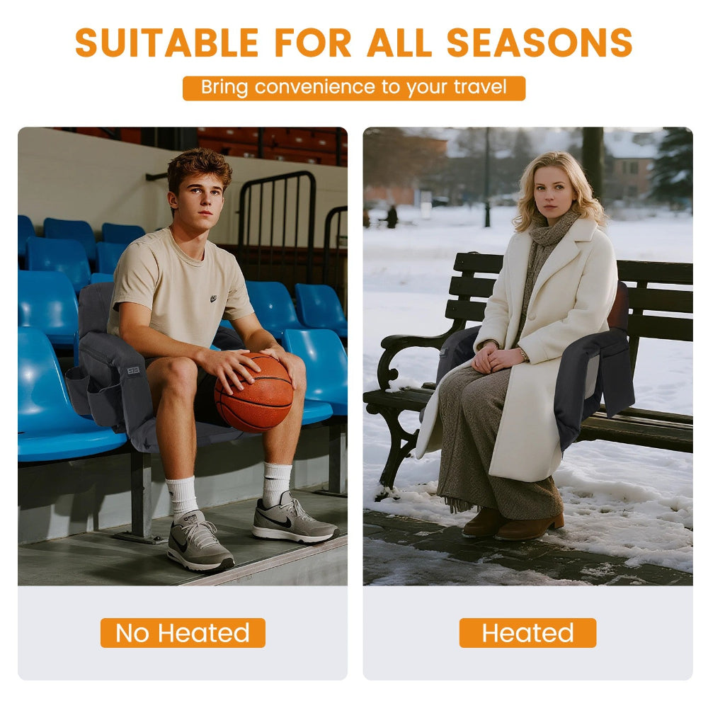 Heated Stadium Seat Bleacher Seat with Back & Arm Support,6 Reclinng Positions