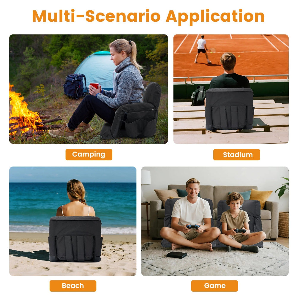 Heated Stadium Seat Bleacher Seat with Back & Arm Support,6 Reclinng Positions